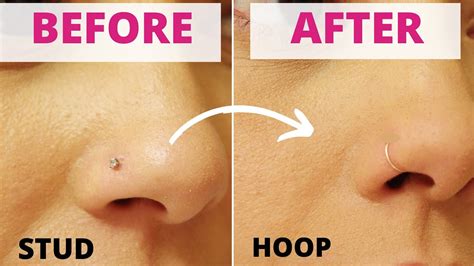 can you get a nose ring before a stud|changing nose stud to ring.